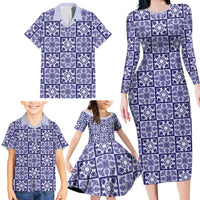 Polu Palaka Quilt Hawaii Family Matching Long Sleeve Bodycon Dress and Hawaiian Shirt Hawaiian Tropical Monstera Sea Turtle LT14 - Polynesian Pride