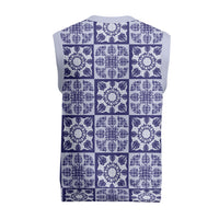 Polu Palaka Quilt Hawaii Christmas Knitted V-Neck Vest Hawaiian Tropical Monstera Sea Turtle