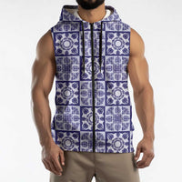 Polu Palaka Quilt Hawaii Sleeveless Zip Hoodie Hawaiian Tropical Monstera Sea Turtle