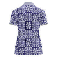 Polu Palaka Quilt Hawaii Women Polo Shirt Hawaiian Tropical Monstera Sea Turtle