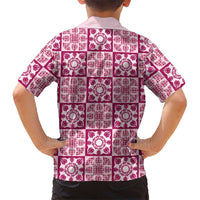 Akala Palaka Quilt Hawaii Family Matching Off Shoulder Short Dress and Hawaiian Shirt Hawaiian Tropical Monstera Sea Turtle LT14 - Polynesian Pride