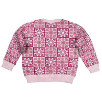 Akala Palaka Quilt Hawaii Kid Ugly Christmas Sweater Hawaiian Tropical Monstera Sea Turtle
