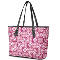 Akala Palaka Quilt Hawaii Leather Tote Bag Hawaiian Tropical Monstera Sea Turtle
