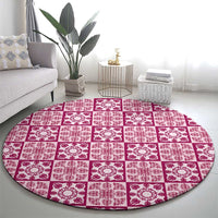Akala Palaka Quilt Hawaii Round Carpet Hawaiian Tropical Monstera Sea Turtle