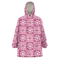 Akala Palaka Quilt Hawaii Wearable Blanket Hoodie Hawaiian Tropical Monstera Sea Turtle