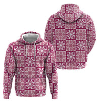 Akala Palaka Quilt Hawaii Zip Hoodie Hawaiian Tropical Monstera Sea Turtle