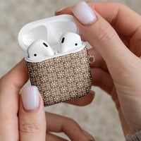 Beige Palaka Quilt Hawaii AirPods Case Hawaiian Tropical Monstera Sea Turtle