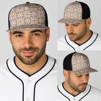 Beige Palaka Quilt Hawaii Baseball Net Cap Hawaiian Tropical Monstera Sea Turtle
