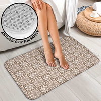 Beige Palaka Quilt Hawaii Bathroom Set Hawaiian Tropical Monstera Sea Turtle
