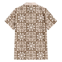 Beige Palaka Quilt Hawaii Hawaiian Shirt Hawaiian Tropical Monstera Sea Turtle
