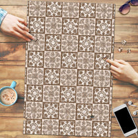 Beige Palaka Quilt Hawaii Puzzle Hawaiian Tropical Monstera Sea Turtle