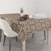Beige Palaka Quilt Hawaii Tablecloth Hawaiian Tropical Monstera Sea Turtle