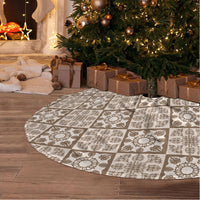 Beige Palaka Quilt Hawaii Tree Skirt Hawaiian Tropical Monstera Sea Turtle