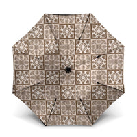 Beige Palaka Quilt Hawaii Umbrella Hawaiian Tropical Monstera Sea Turtle