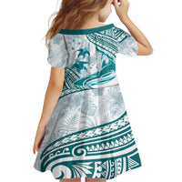 Cyan Polynesia Family Matching Long Sleeve Bodycon Dress and Hawaiian Shirt Polynesian Turtle Shark Tattoo Tropical Vintage LT14 - Polynesian Pride