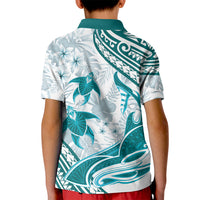 Cyan Polynesia Kid Polo Shirt Polynesian Turtle Shark Tattoo Tropical Vintage LT14 - Polynesian Pride