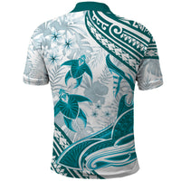 Cyan Polynesia Polo Shirt Polynesian Turtle Shark Tattoo Tropical Vintage LT14 - Polynesian Pride