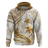 Gold Polynesia Hoodie Polynesian Turtle Shark Tattoo Tropical Vintage LT14 Zip Hoodie Gold - Polynesian Pride