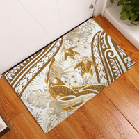 Gold Polynesia Rubber Doormat Polynesian Turtle Shark Tattoo Tropical Vintage