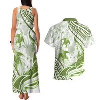 Lime Green Polynesia Couples Matching Tank Maxi Dress and Hawaiian Shirt Polynesian Turtle Shark Tattoo Tropical Vintage LT14 - Polynesian Pride