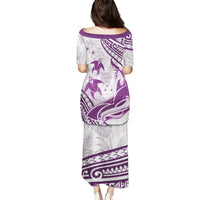 Purple Polynesia Family Matching Puletasi and Hawaiian Shirt Polynesian Turtle Shark Tattoo Tropical Vintage LT14 - Polynesian Pride