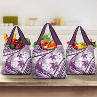 Purple Polynesia Grocery Bag Polynesian Turtle Shark Tattoo Tropical Vintage
