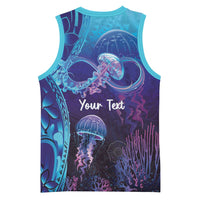 Polynesia Jellyfish Memorial Personalised Basketball Jersey Infinity Jellies Polynesian Pattern