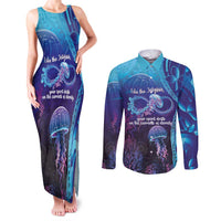 Polynesia Jellyfish Memorial Personalised Couples Matching Tank Maxi Dress and Long Sleeve Button Shirt Infinity Jellies Polynesian Pattern