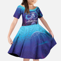 Polynesia Jellyfish Memorial Personalised Kid Short Sleeve Dress Infinity Jellies Polynesian Pattern