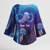 Polynesia Jellyfish Memorial Personalised Kimono Sleeve Blouse Infinity Jellies Polynesian Pattern