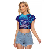 Polynesia Jellyfish Memorial Personalised Raglan Cropped T Shirt Infinity Jellies Polynesian Pattern