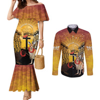 Australia And New Zealand ANZAC Couples Matching Mermaid Dress and Long Sleeve Button Shirt Aussie Kangaroo With Aotearoa Kiwi Lest We Forget LT14 Yellow - Polynesian Pride