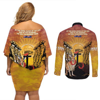 Australia And New Zealand ANZAC Couples Matching Off Shoulder Short Dress and Long Sleeve Button Shirt Aussie Kangaroo With Aotearoa Kiwi Lest We Forget LT14 - Polynesian Pride