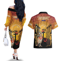Australia And New Zealand ANZAC Couples Matching Off The Shoulder Long Sleeve Dress and Hawaiian Shirt Aussie Kangaroo With Aotearoa Kiwi Lest We Forget LT14 - Polynesian Pride