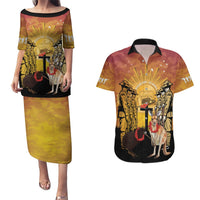 Australia And New Zealand ANZAC Couples Matching Puletasi and Hawaiian Shirt Aussie Kangaroo With Aotearoa Kiwi Lest We Forget LT14 Yellow - Polynesian Pride