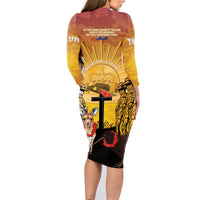 Australia And New Zealand ANZAC Family Matching Long Sleeve Bodycon Dress and Hawaiian Shirt Aussie Kangaroo With Aotearoa Kiwi Lest We Forget LT14 - Polynesian Pride
