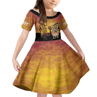 Australia And New Zealand ANZAC Family Matching Mermaid Dress and Hawaiian Shirt Aussie Kangaroo With Aotearoa Kiwi Lest We Forget LT14 Daughter's Dress Yellow - Polynesian Pride