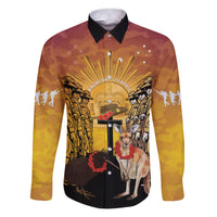 Australia And New Zealand ANZAC Family Matching Puletasi and Hawaiian Shirt Aussie Kangaroo With Aotearoa Kiwi Lest We Forget LT14 Dad's Shirt - Long Sleeve Yellow - Polynesian Pride