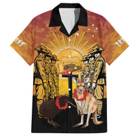 Australia And New Zealand ANZAC Family Matching Tank Maxi Dress and Hawaiian Shirt Aussie Kangaroo With Aotearoa Kiwi Lest We Forget LT14 Dad's Shirt - Short Sleeve Yellow - Polynesian Pride