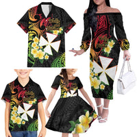 Wallis and Futuna Victory Day Family Matching Off The Shoulder Long Sleeve Dress and Hawaiian Shirt Liberty Equality Fraternity Polynesian Plumeria LT14 - Polynesian Pride