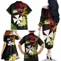 Wallis and Futuna Victory Day Family Matching Off The Shoulder Long Sleeve Dress and Hawaiian Shirt Liberty Equality Fraternity Polynesian Plumeria LT14 - Polynesian Pride