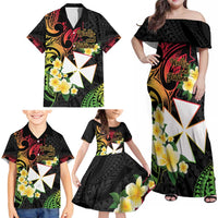 Wallis and Futuna Victory Day Family Matching Off Shoulder Maxi Dress and Hawaiian Shirt Liberty Equality Fraternity Polynesian Plumeria LT14 - Polynesian Pride