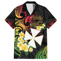 Wallis and Futuna Victory Day Family Matching Tank Maxi Dress and Hawaiian Shirt Liberty Equality Fraternity Polynesian Plumeria LT14 Dad's Shirt - Short Sleeve Black - Polynesian Pride
