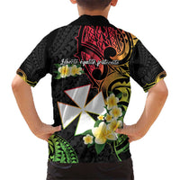 Wallis and Futuna Victory Day Kid Hawaiian Shirt Liberty Equality Fraternity Polynesian Plumeria