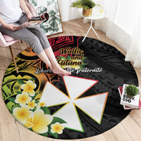 Wallis and Futuna Victory Day Round Carpet Liberty Equality Fraternity Polynesian Plumeria LT14 - Polynesian Pride