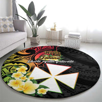 Wallis and Futuna Victory Day Round Carpet Liberty Equality Fraternity Polynesian Plumeria LT14 - Polynesian Pride