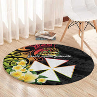 Wallis and Futuna Victory Day Round Carpet Liberty Equality Fraternity Polynesian Plumeria LT14 - Polynesian Pride