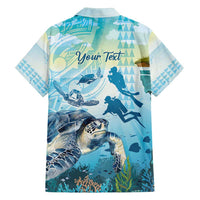 Personalized Snorkeling Hawaii Family Matching Off Shoulder Short Dress and Hawaiian Shirt Ocean Lover Hawaiian Kakau Honu Turtle LT14 - Polynesian Pride