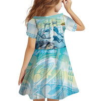 Personalized Snorkeling Hawaii Kid Short Sleeve Dress Ocean Lover Hawaiian Kakau Honu Turtle