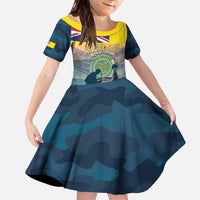 Niue ANZAC Day Family Matching Off The Shoulder Long Sleeve Dress and Hawaiian Shirt We Will Remember Them Camouflage Style LT14 Daughter's Dress Yellow - Polynesian Pride
